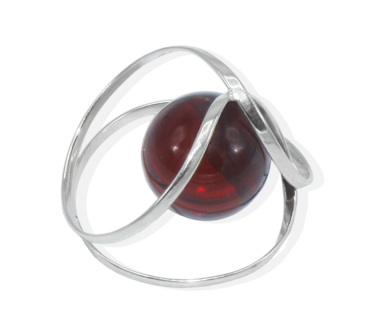 Umwickelter 925 Silber Bernsteinanhänger in Kirschfarbe