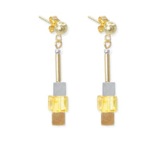 Vergoldete elegante Bernstein Ohrstecker aus 925 Silber Dreiecken