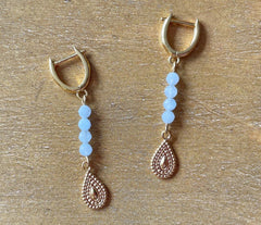 Aquamarin Ohrhänger mit vergoldetem 925 Silber in Tropfenform