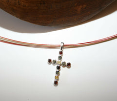 Zierliches 925 Silber Bernstein Kreuz Anhänger Kruzifix