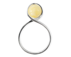 Umwickelter 925 Silber gelber Bernsteinkugel Ring