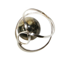 Umwickelter 925 Silber Bernsteinanhänger in Grün-Weiß