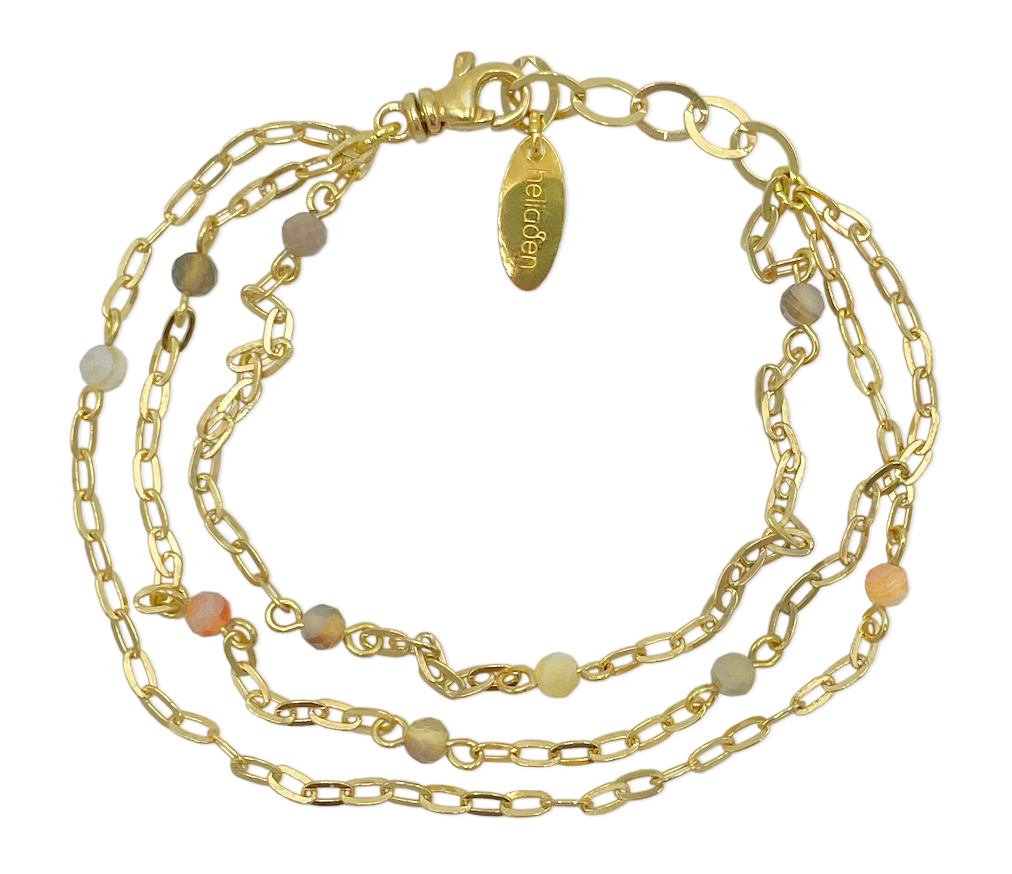 Mehrreihiges vergoldetes 925 Silber Armand mit Botswana Achat