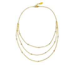 Dreiteiliges vergoldetes 925 Silberketten Collier mit Botswana Achat