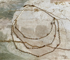 Dreiteiliges vergoldetes 925 Silberketten Collier mit Botswana Achat