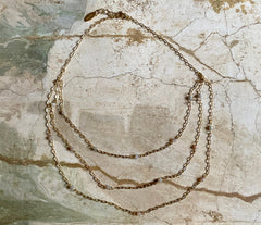 Dreiteiliges vergoldetes 925 Silberketten Collier mit Botswana Achat