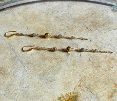 Lange vergoldete 925 Silber Ohrhänger mit runden Botswana Achatsteinen