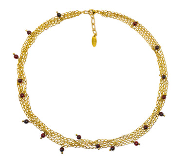 925 Silber Collier mit vergoldeten Ketten und Bernstein