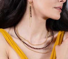 Mehrreihiges Collier mit Bernstein in Kirschfarbe und vergoldetem 925 Silber