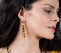 Lange Ohrringe mit vergoldetem 925 Silber und Bernstein in Kirschfarbe