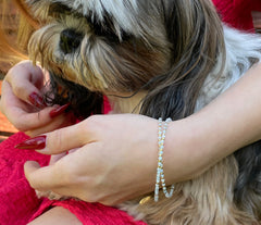 Doppelumwickeltes Armband mit Aquamarin und vergoldetem 925 Silber