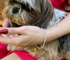 Doppelumwickeltes Armband mit Aquamarin und vergoldetem 925 Silber