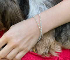 Doppelumwickeltes Armband mit Aquamarin und vergoldetem 925 Silber