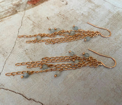 Lange Aquamarin Ohrringe mit Rosegold 925 Silber