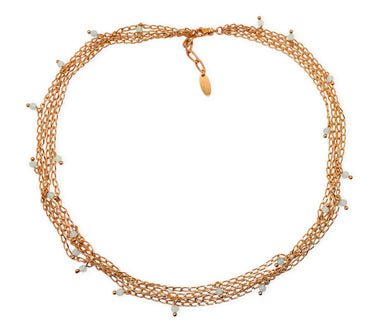 925 Silber Collier mit vergoldeten Ketten und Aquamarin