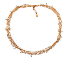 925 Silber Collier mit vergoldeten Ketten und Aquamarin