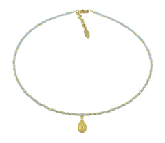 Collier aus Aquamarin mit vergoldetem 925 Silber Anhänger in Tropfenform