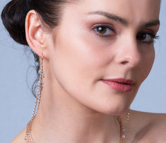 Lange Aquamarin Ohrringe mit Rosegold 925 Silber