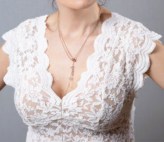 Rosegold 925 Sterling Silber Y-Kette mit Aquamarin Edelsteinen