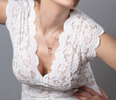 Rosegold 925 Sterling Silber Y-Kette mit Aquamarin Edelsteinen