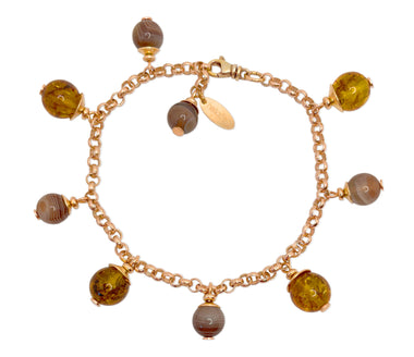 925 Silber Bernstein Armband mit Botswana Achat