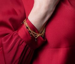 Vergoldetes 925 Silber Armband mit kleinen Bernsteinen in Kirschfarbe