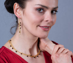 925 Silber Collier mit vergoldeten Ketten und Bernstein