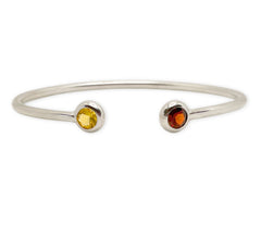 925 Silber Armreif mit gelben Citrin- und dunkelroten Granatsteinen