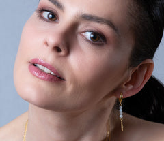 Aquamarin Ohrhänger mit vergoldetem 925 Silber in Tropfenform