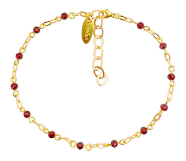Vergoldetes 925 Silber Armband oder Fußkette mit roten Granatsteinen