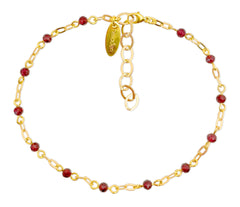 Vergoldetes 925 Silber Armband oder Fußkette mit roten Granatsteinen