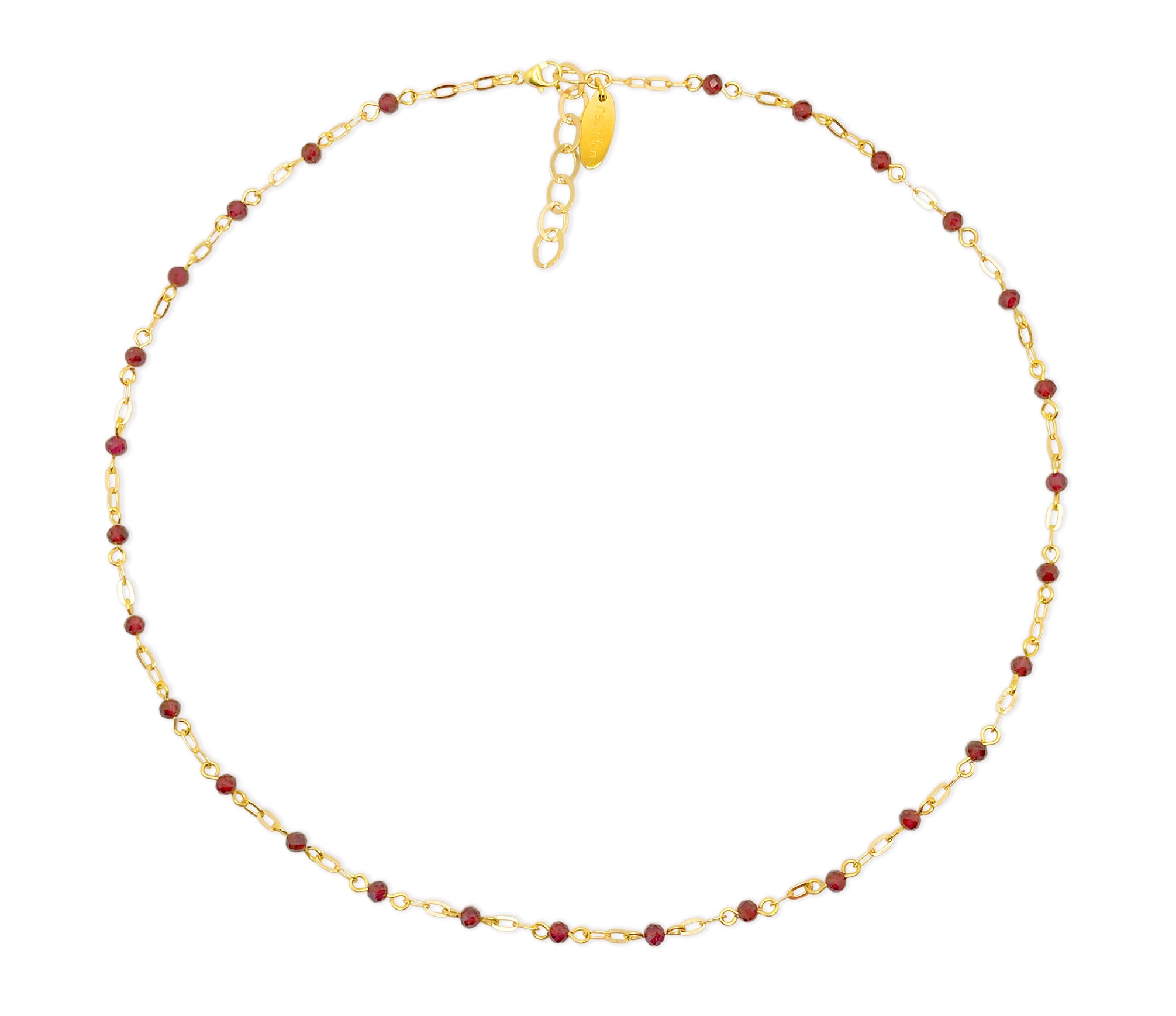 Zierliches vergoldetes 925 Silber Collier mit roten Granatsteinen