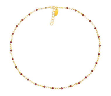 Zierliches vergoldetes 925 Silber Collier mit roten Granatsteinen