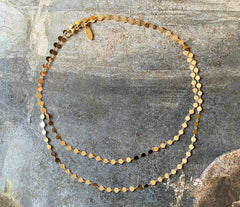 Lange vergoldete 925 Silber Kette mit runden Plättchen