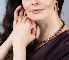 Elegantes Bernstein-Cube Collier aus Roségold 925 Silber Cubes