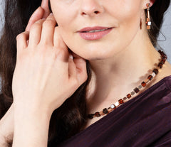 Elegantes Bernstein-Cube Collier aus Roségold 925 Silber Cubes