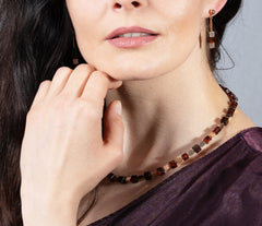 Elegantes Bernstein-Cube Collier aus Roségold 925 Silber Cubes