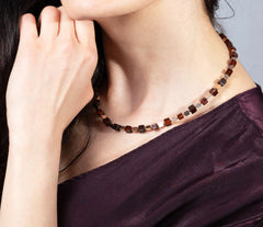 Elegantes Bernstein-Cube Collier aus Roségold 925 Silber Cubes