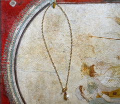 Vergoldetes 925 Silber Collier mit Knebelverschluss, weißer Zuchtperle und Amethyst