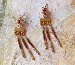 Dreiteilige Crotalia Ohrringe mit Rosegold 925 Silber und Mondsteinen