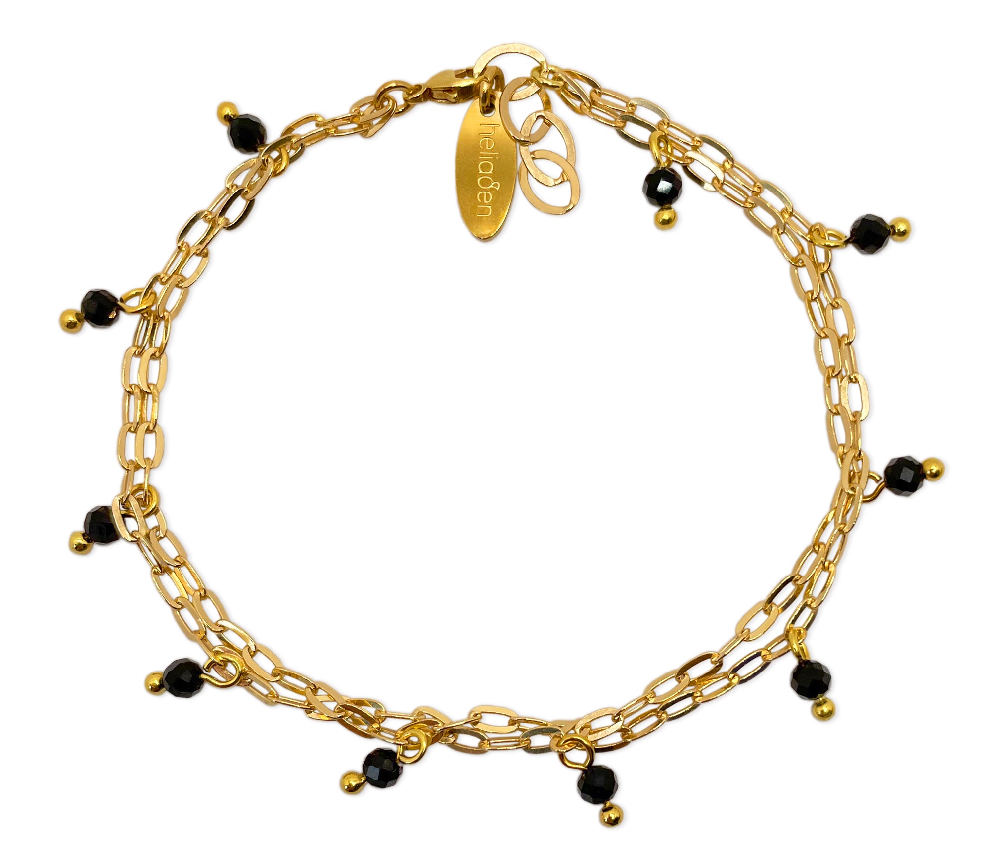 Vergoldetes 925 Silber Armband mit schwarzen Onyx