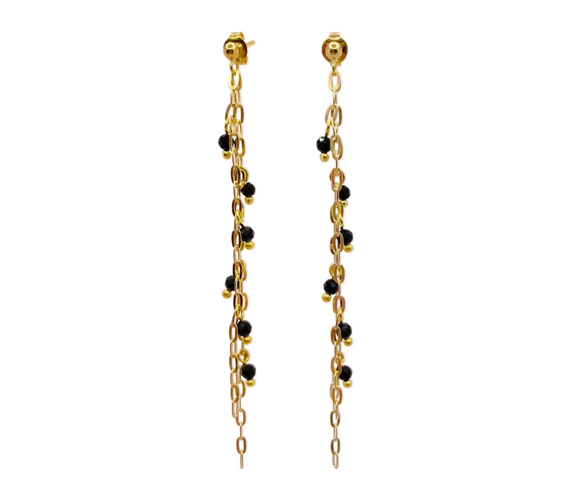 Vergoldete 925 Silber Ohrringe mit Onyx