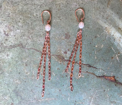 Lange Zuchtperlen Ohrringe mit Rosegold überzogenen 925 Silber Ketten