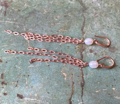 Lange Zuchtperlen Ohrringe mit Rosegold überzogenen 925 Silber Ketten