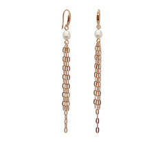 Lange Zuchtperlen Ohrringe mit Rosegold überzogenen 925 Silber Ketten