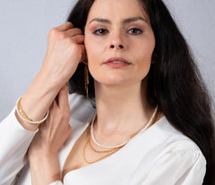 Mehrreihiges vergoldetes 925 Silber Armband mit Zuchtperlen