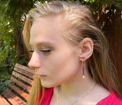 Vergoldete 925 Silber Ohrringe mit Amethysten und Perlen