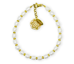 Armband mit Zuchtperlen und vergoldeten 925 Silber Elementen