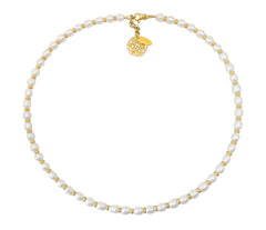 Collier mit Zuchtperlen und vergoldeten 925 Silber Elementen