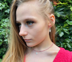 Rosa Turmalin Collier mit 925 Silber Anhänger in Tropfenform